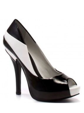 BCBGeneration Black and White Peep-Toe Platform Pumps